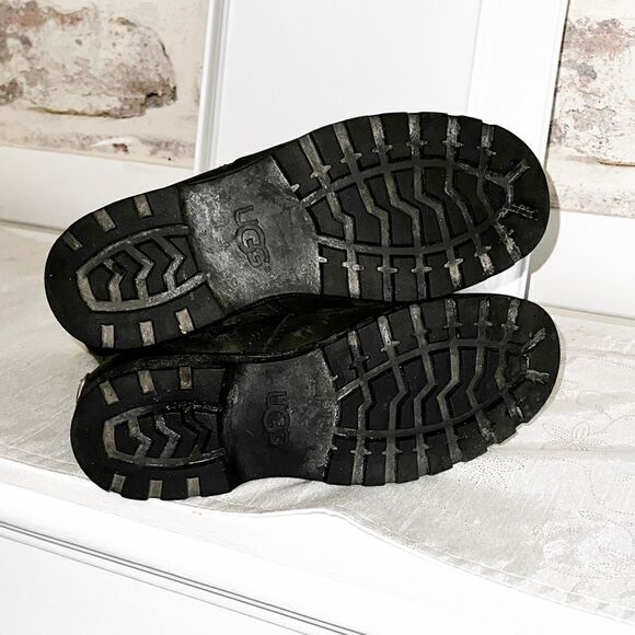 Ugg Chantay womens nubuck Biker Style Shearling Lined Winter boots Black Sz 6.5 - Picture 5 of 7